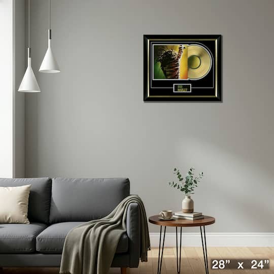 Bob Marley One Love Music Cover Framed with Gold Vinyl 28" x 24"